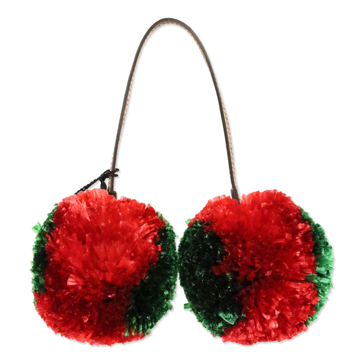 Gucci Red Raffia Pom Pom Bag Charm