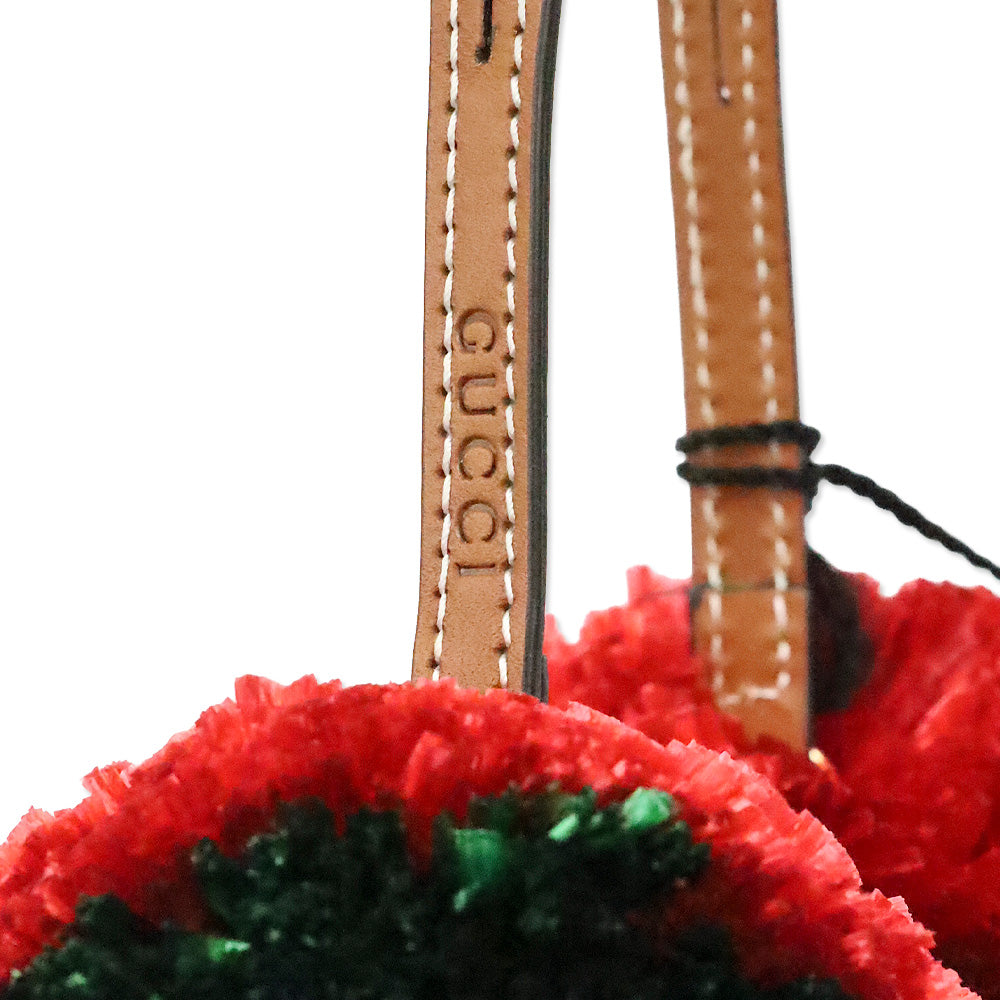 Gucci Red Raffia Pom Pom Bag Charm