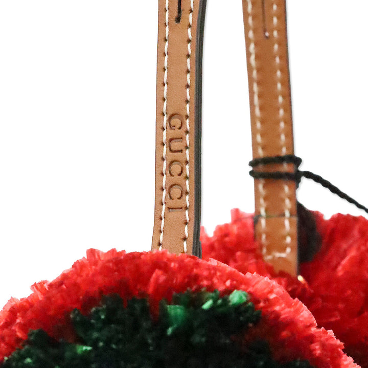 Gucci Red Raffia Pom Pom Bag Charm