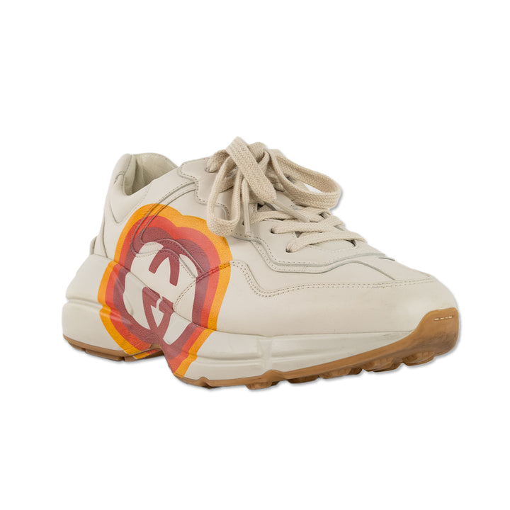 Gucci Rhyton Ivory Leather Interlocking GG Logo Printed Sneakers