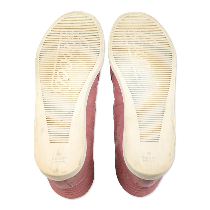 Gucci Rose Pink Guccissima Leather High-Top Sneakers