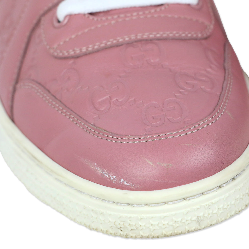 Gucci Rose Pink Guccissima Leather High-Top Sneakers