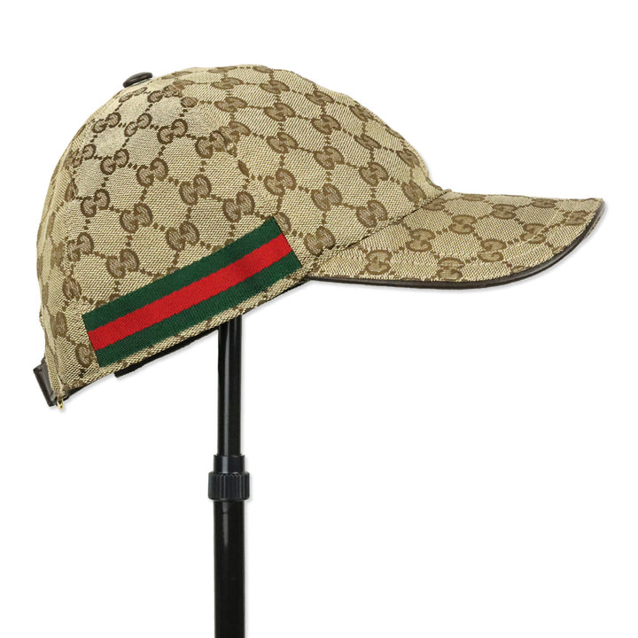 Gucci Sand/Dark Brown GG Cotton Baseball Hat With Web