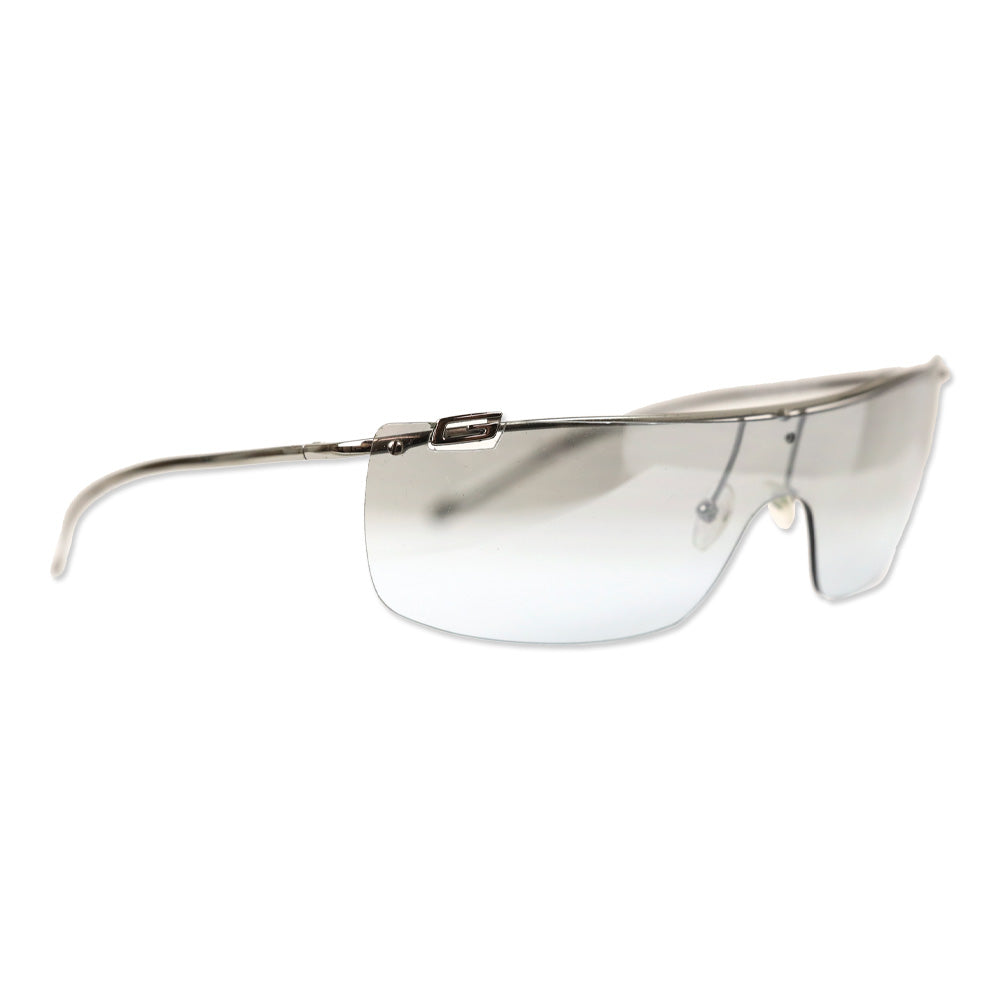 Gucci Silver Logo Rimless Shield Sunglasses