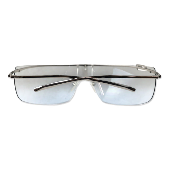 Gucci Silver Logo Rimless Shield Sunglasses