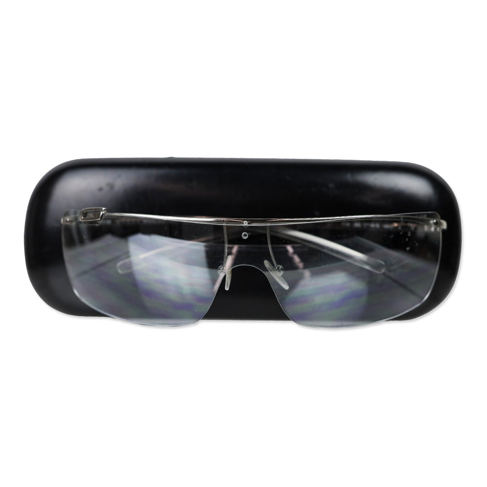 Gucci Silver Logo Rimless Shield Sunglasses