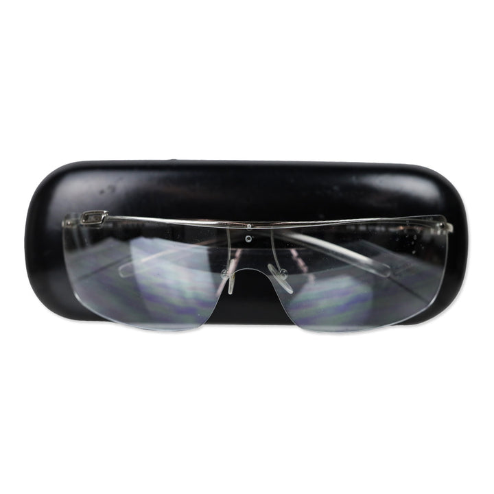 Gucci Silver Logo Rimless Shield Sunglasses
