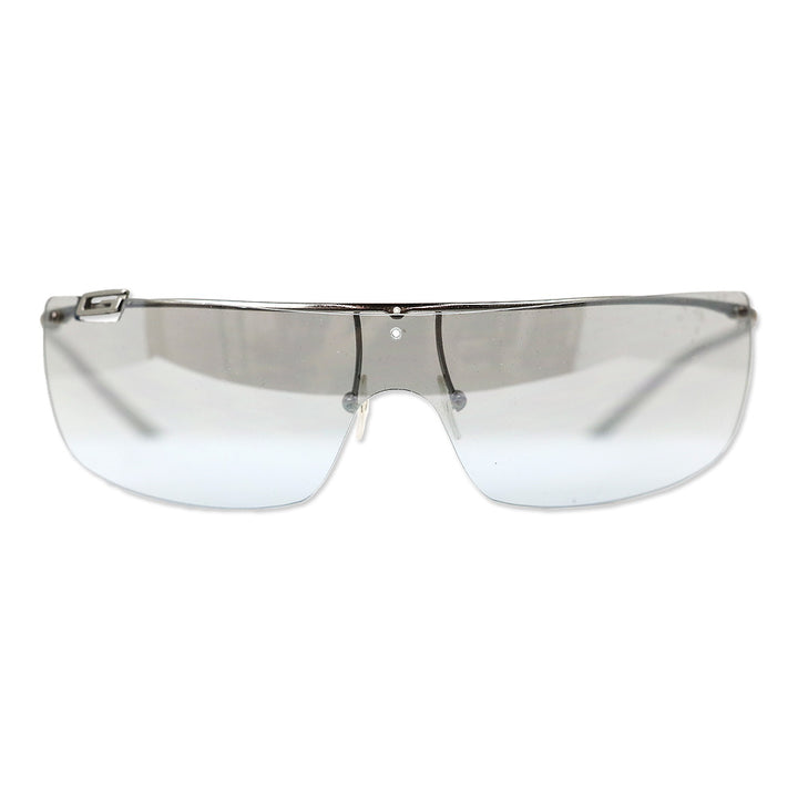 Gucci Silver Logo Rimless Shield Sunglasses