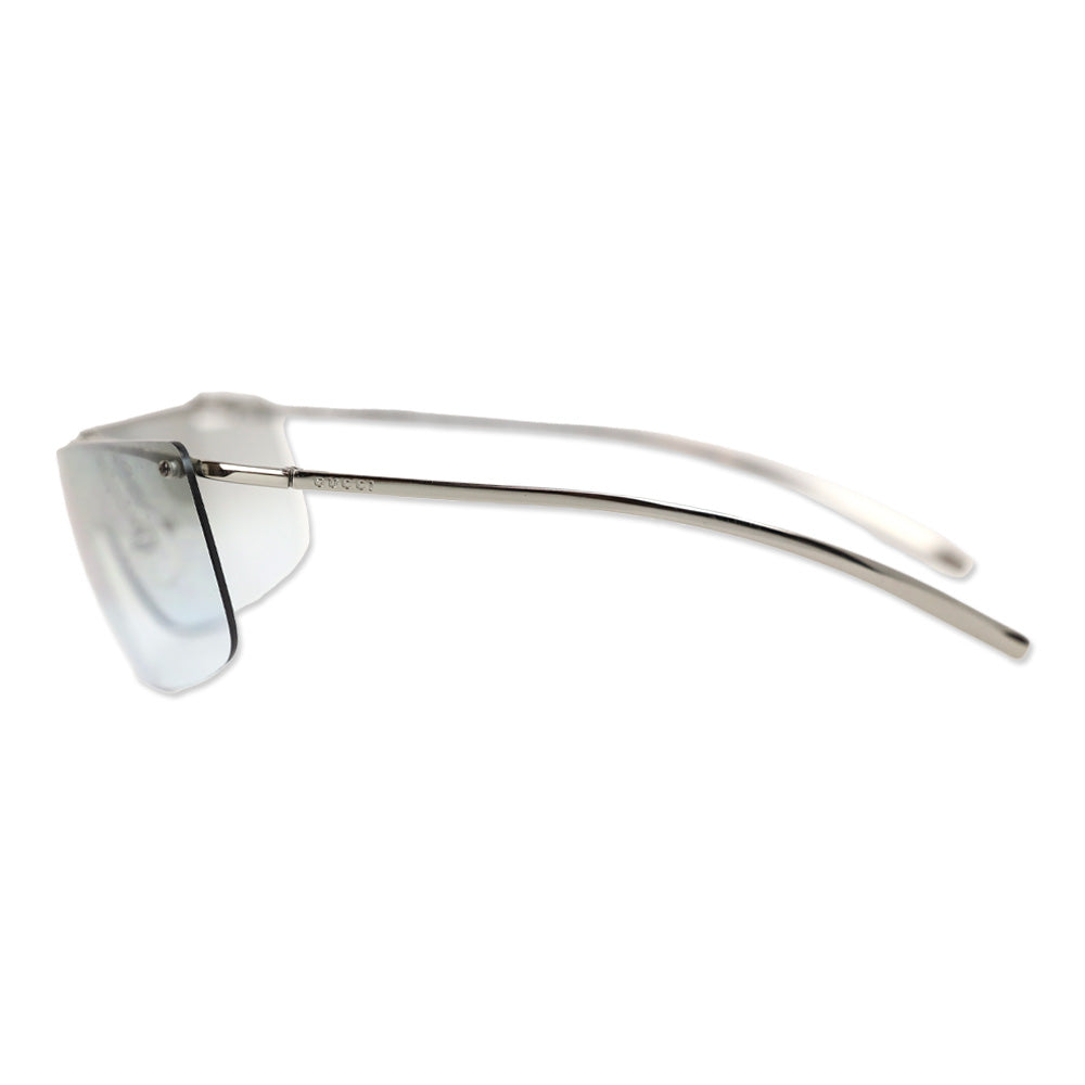 Gucci Silver Logo Rimless Shield Sunglasses