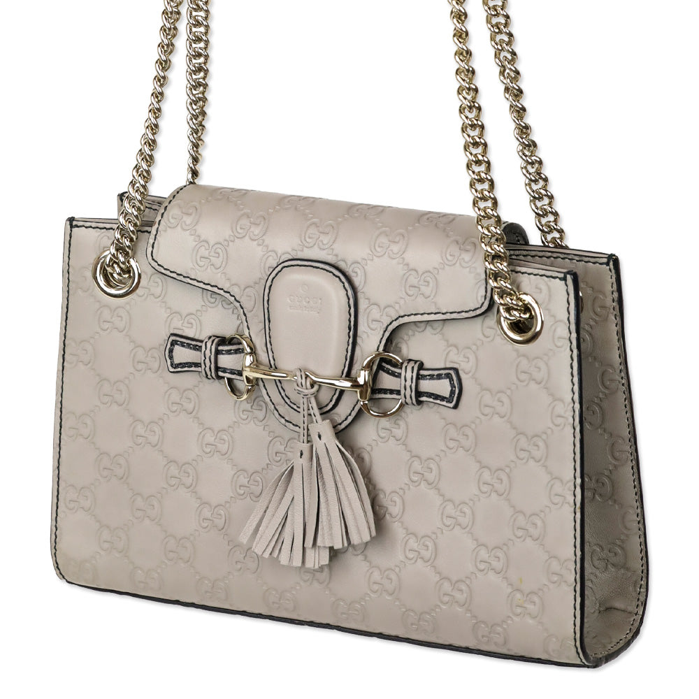 Gucci Storm Grey Soft Guccissima Small Emily Chain Shoulder Bag