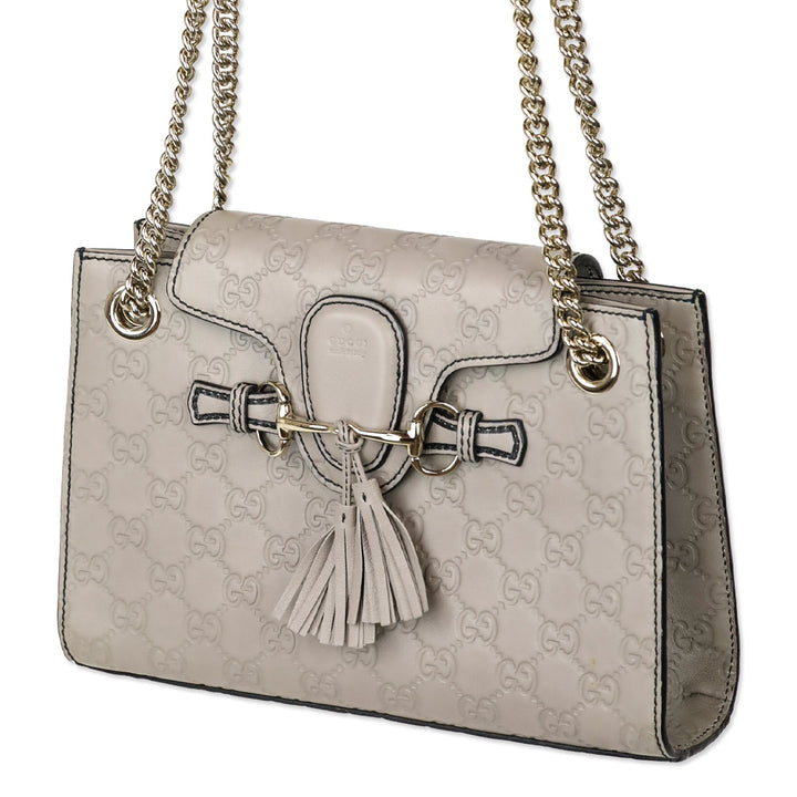 Gucci Storm Grey Soft Guccissima Small Emily Chain Shoulder Bag