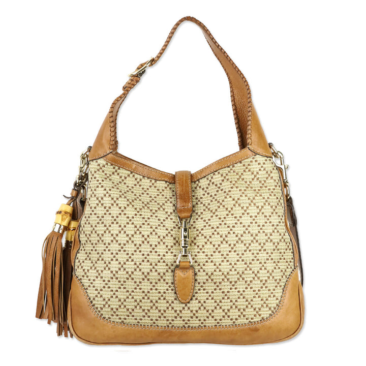 Gucci Tan Diamante Canvas New Jackie Medium Shoulder Bag