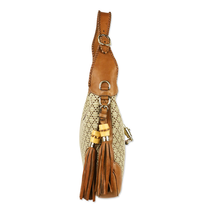 Gucci Tan Diamante Canvas New Jackie Medium Shoulder Bag