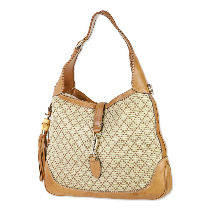 Gucci Tan Diamante Canvas New Jackie Medium Shoulder Bag