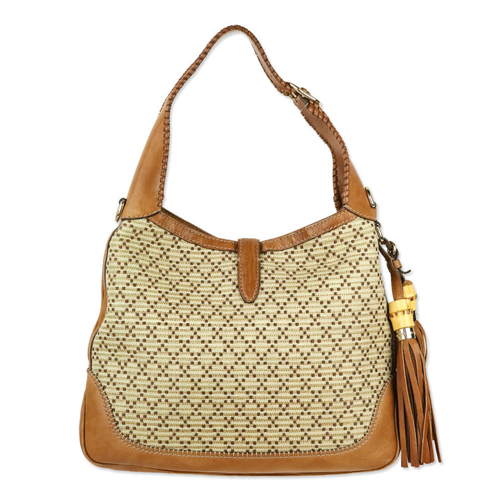 Gucci Tan Diamante Canvas New Jackie Medium Shoulder Bag