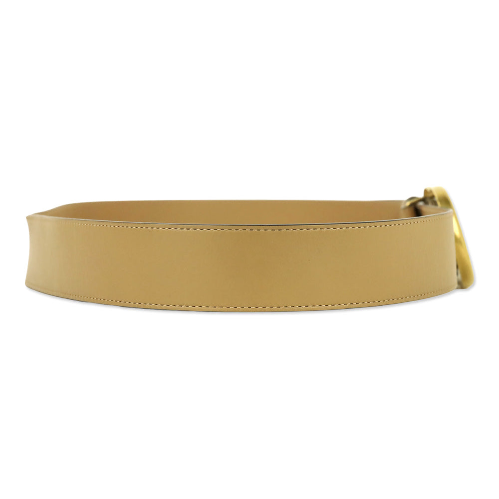 Gucci Tan Leather Antique Gold GG Marmont Belt