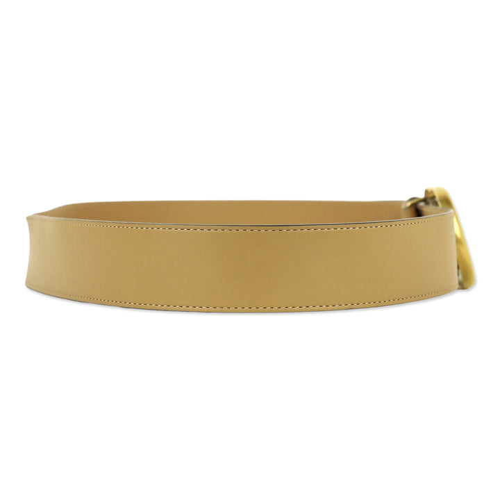 Gucci Tan Leather Antique Gold GG Marmont Belt