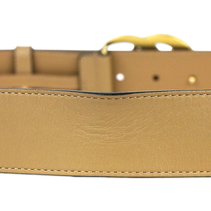 Gucci Tan Leather Antique Gold GG Marmont Belt