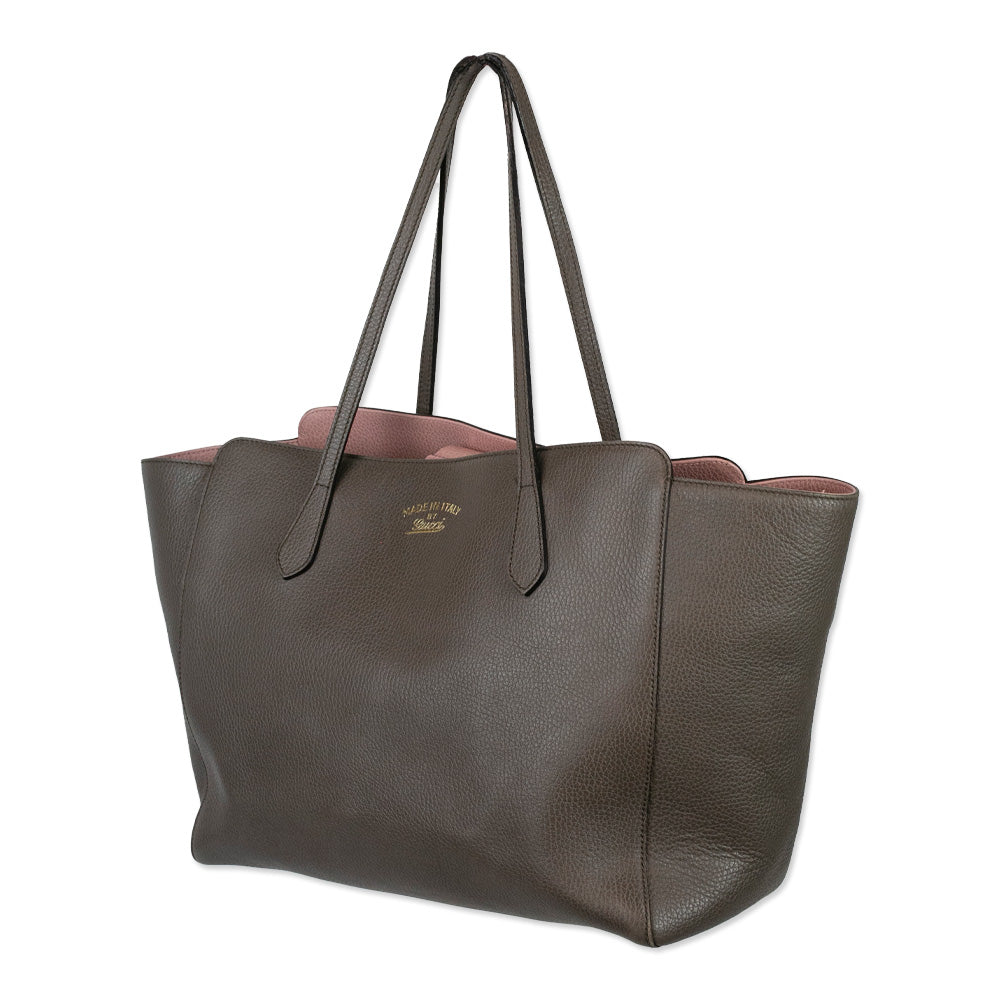 Gucci Taupe Leather Swing Tote Bag