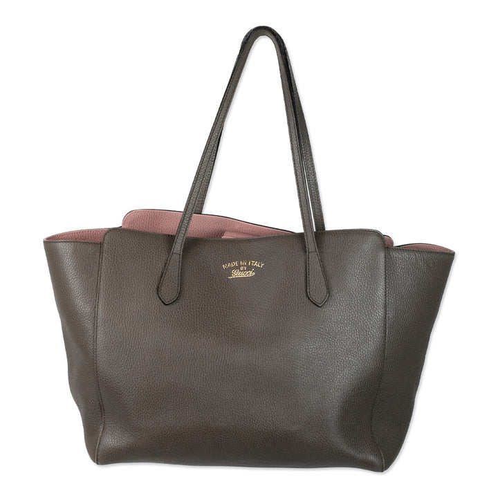 Gucci Taupe Leather Swing Tote Bag