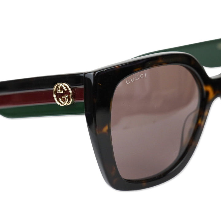 Gucci Tortoise Brown Web Studi 55MM Butterfly Sunglasses