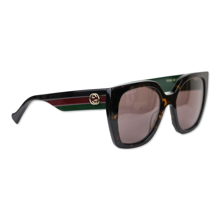 Gucci Tortoise Brown Web Studi 55MM Butterfly Sunglasses