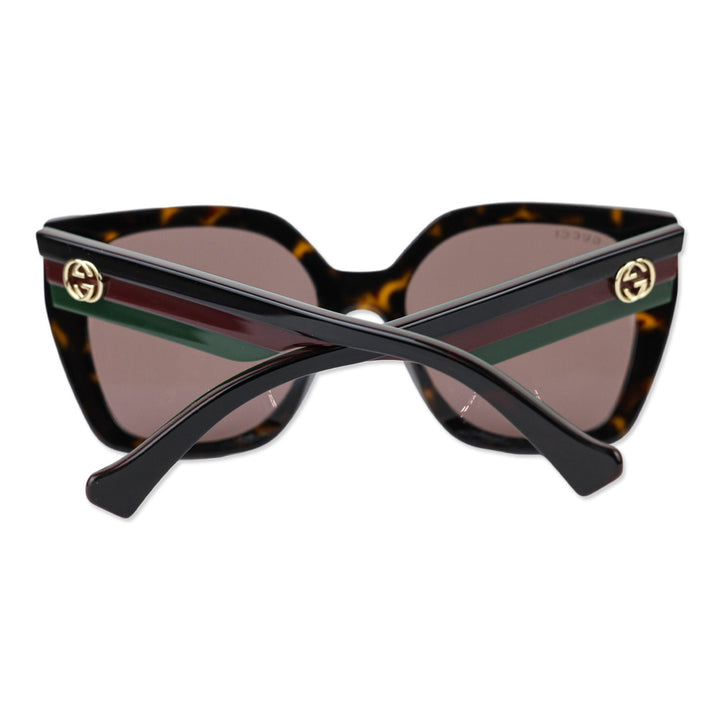 Gucci Tortoise Brown Web Studi 55MM Butterfly Sunglasses