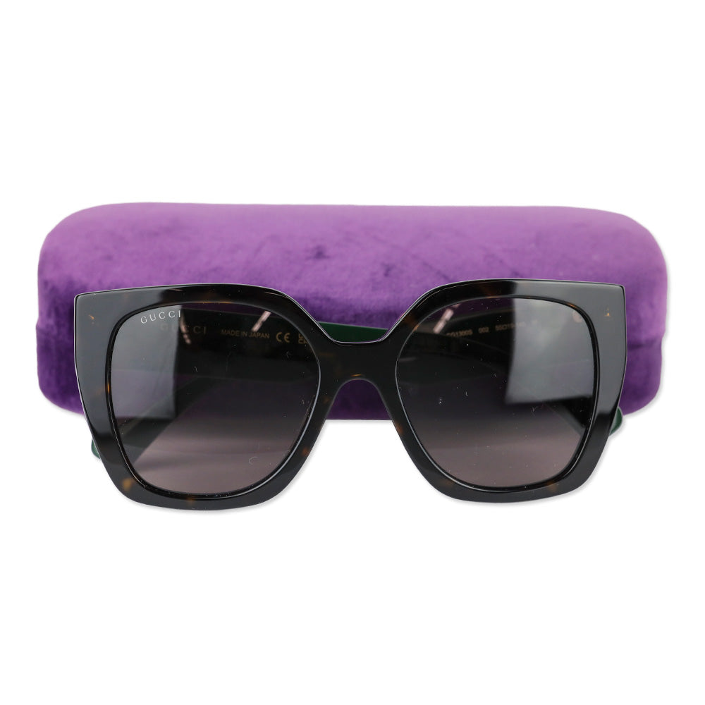 Gucci Tortoise Brown Web Studi 55MM Butterfly Sunglasses