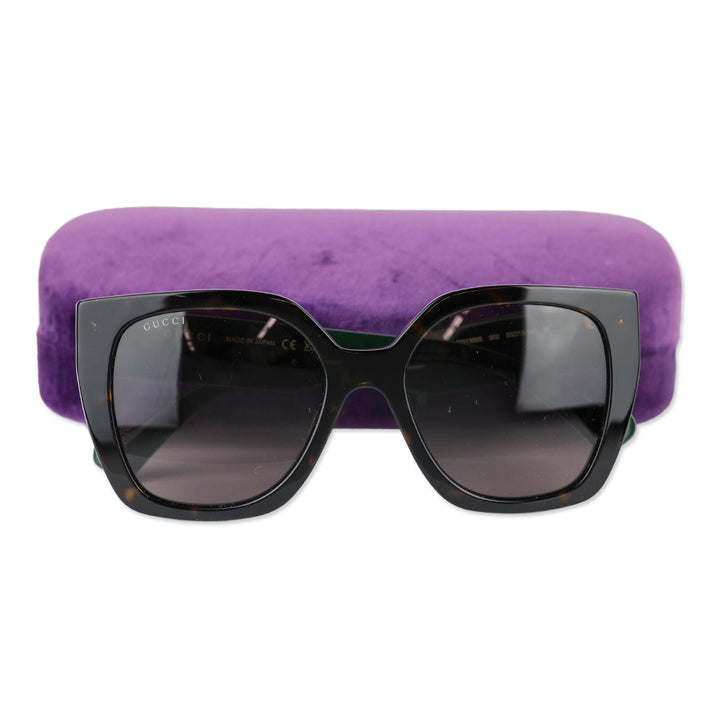 Gucci Tortoise Brown Web Studi 55MM Butterfly Sunglasses