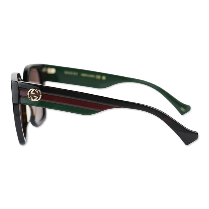 Gucci Tortoise Brown Web Studi 55MM Butterfly Sunglasses