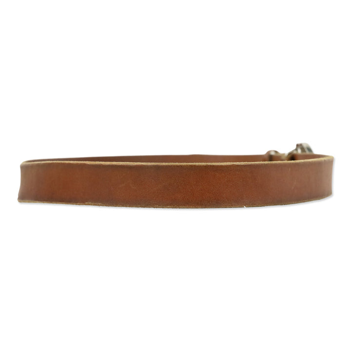 Gucci Unfinished Faded Brown Leather Silver GG Marmont Thin Belt