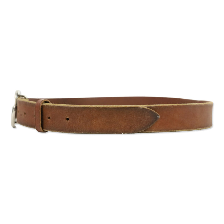 Gucci Unfinished Faded Brown Leather Silver GG Marmont Thin Belt