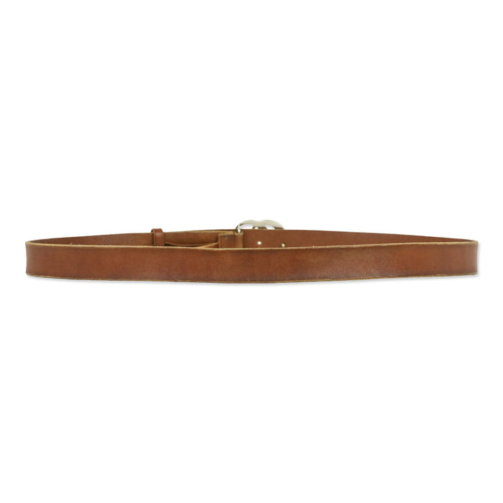 Gucci Unfinished Faded Brown Leather Silver GG Marmont Thin Belt