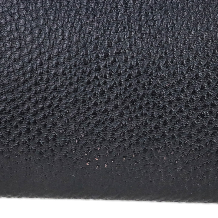 Gucci Vintage Black Grained Leather Bamboo Flap Clutch