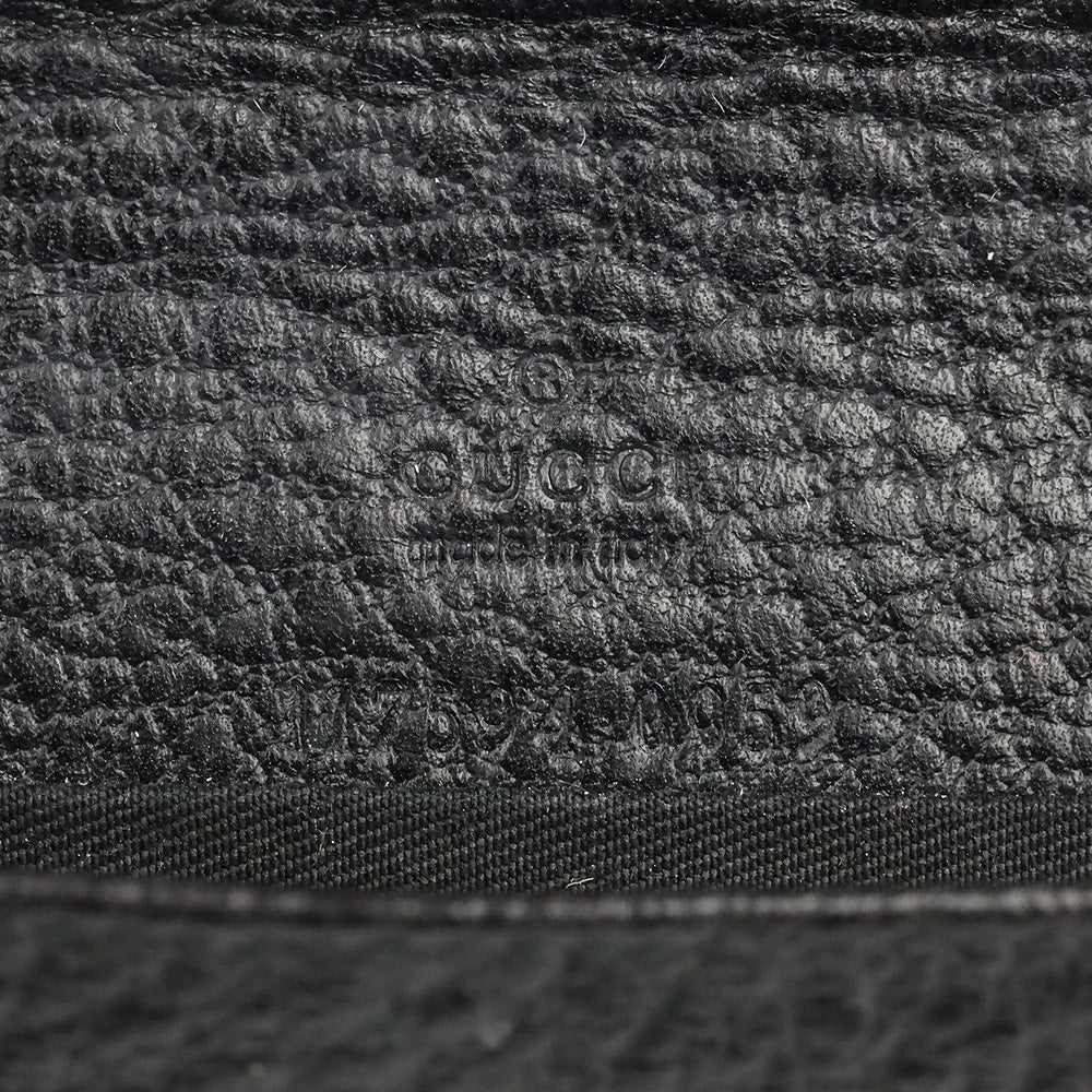 Gucci Vintage Black Grained Leather Bamboo Flap Clutch