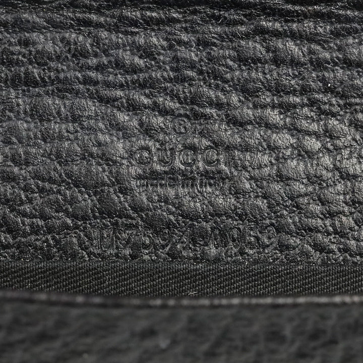 Gucci Vintage Black Grained Leather Bamboo Flap Clutch
