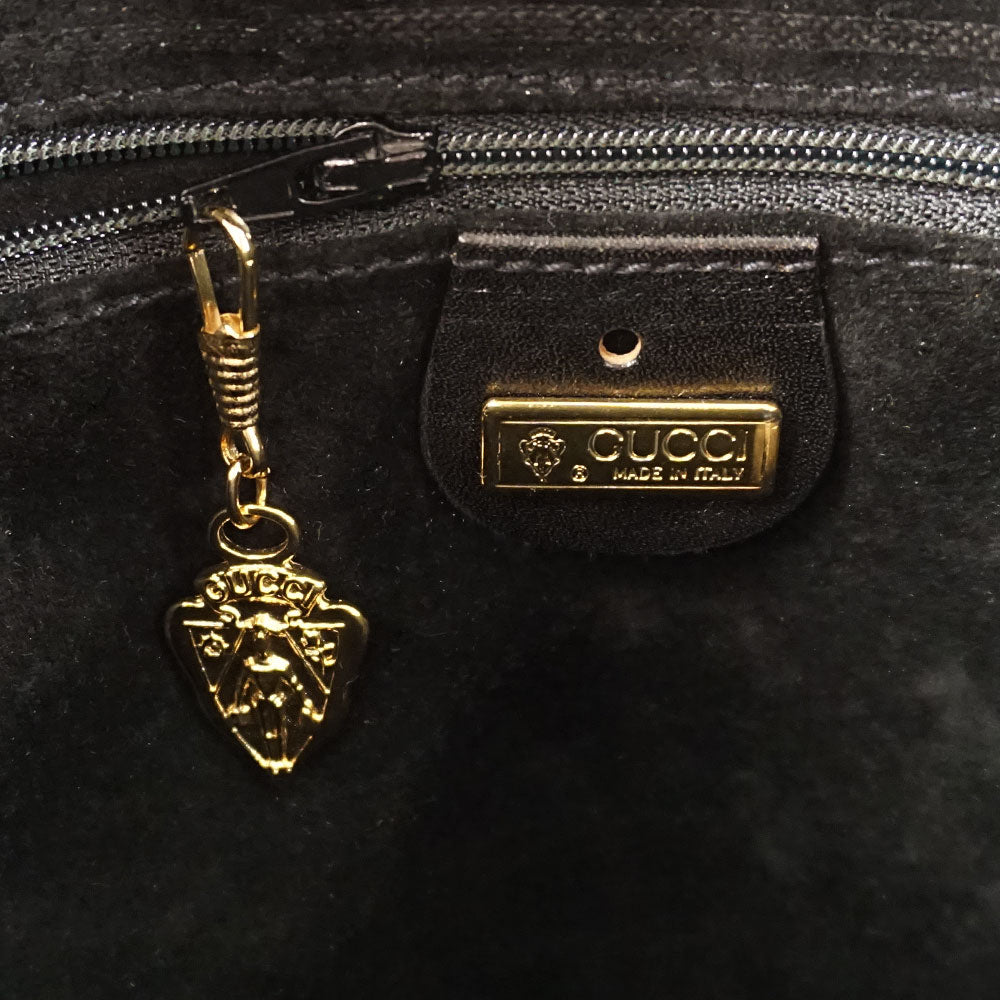 Gucci Vintage Black Leather Large Tote Bag