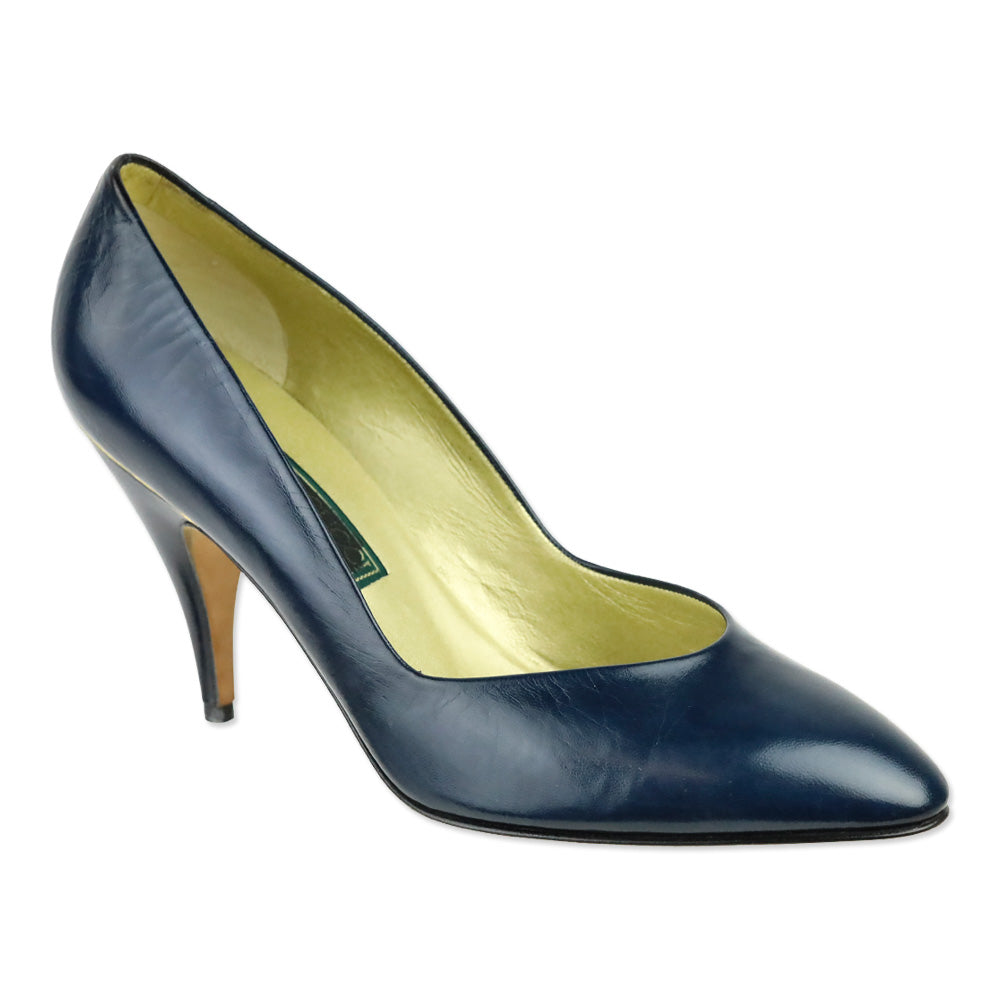 Gucci Vintage Blue Leather Pump