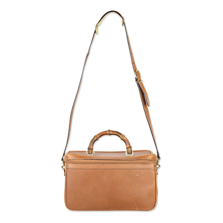 Gucci Vintage Brown Pecari Leather Bamboo Vanity Bag