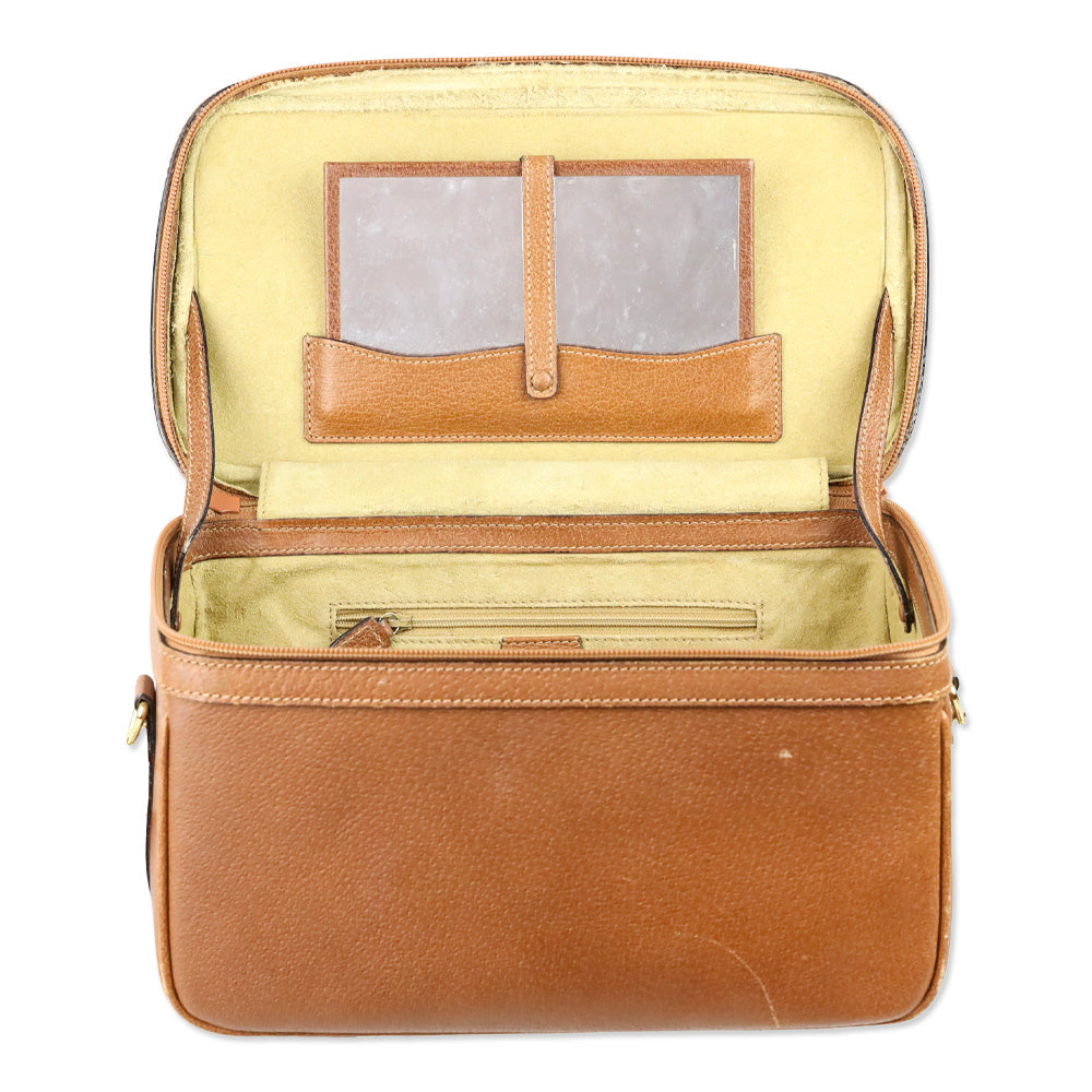 Gucci Vintage Brown Pecari Leather Bamboo Vanity Bag