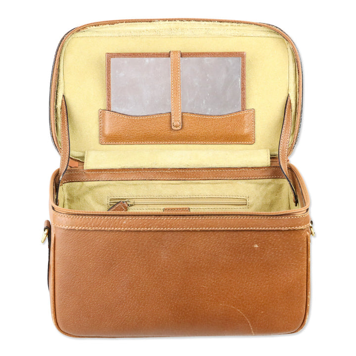 Gucci Vintage Brown Pecari Leather Bamboo Vanity Bag