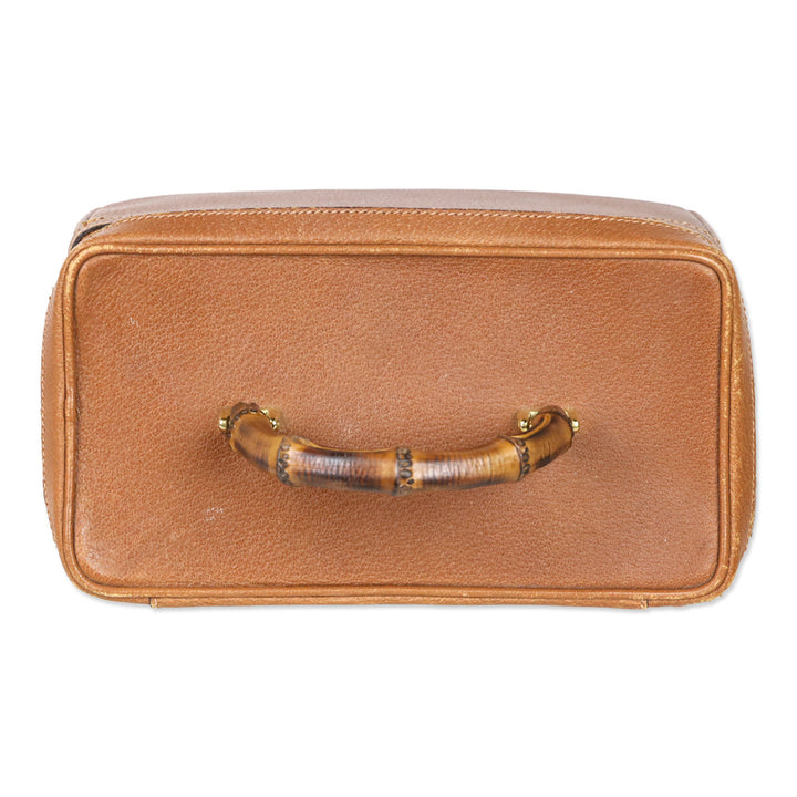 Gucci Vintage Brown Pecari Leather Bamboo Vanity Bag