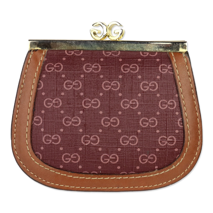 Gucci Vintage Burgundy Micro GG Monogram Kiss-Lock Coin Pouch