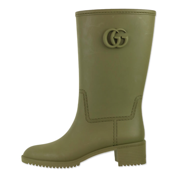 Gucci Vintage Green GG Stanley 35 Rubber Boots