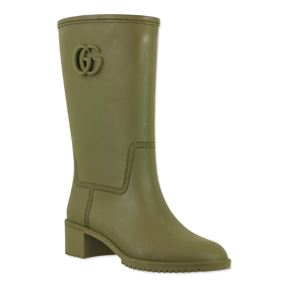 Gucci Vintage Green GG Stanley 35 Rubber Boots