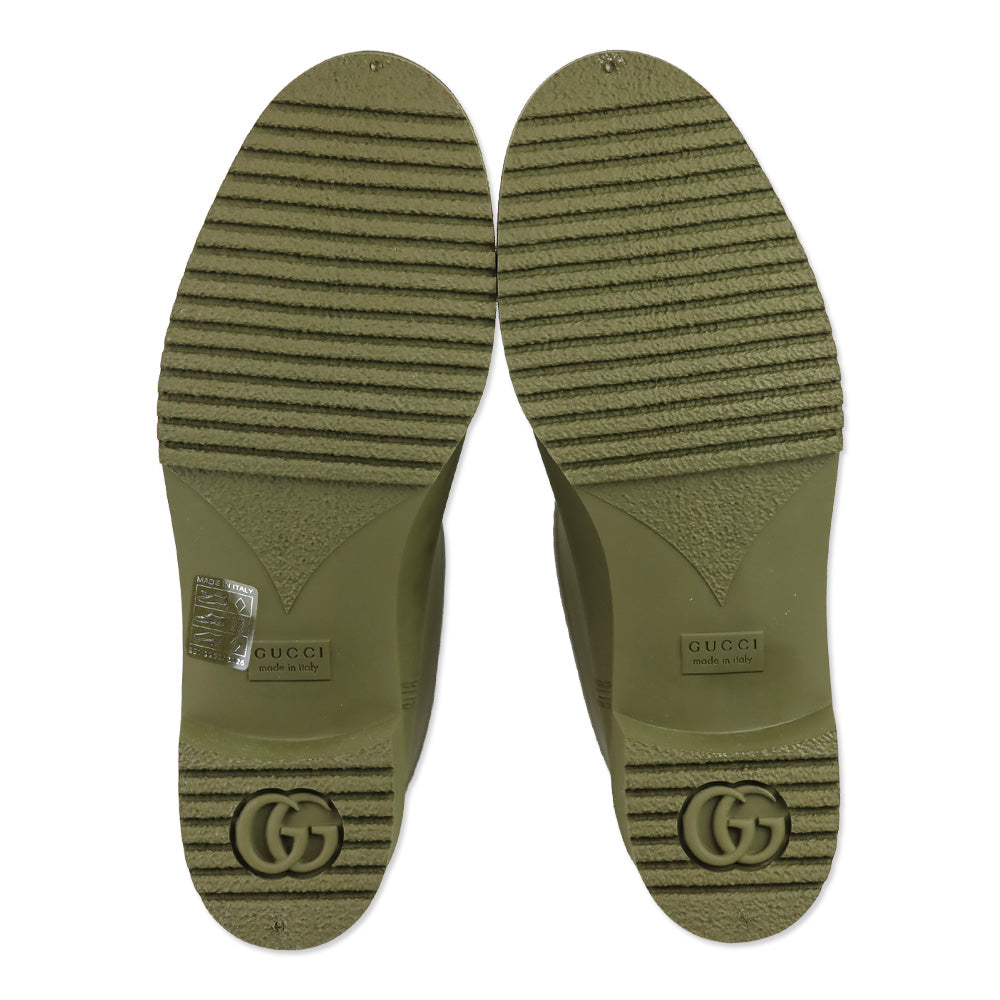 Gucci Vintage Green GG Stanley 35 Rubber Boots