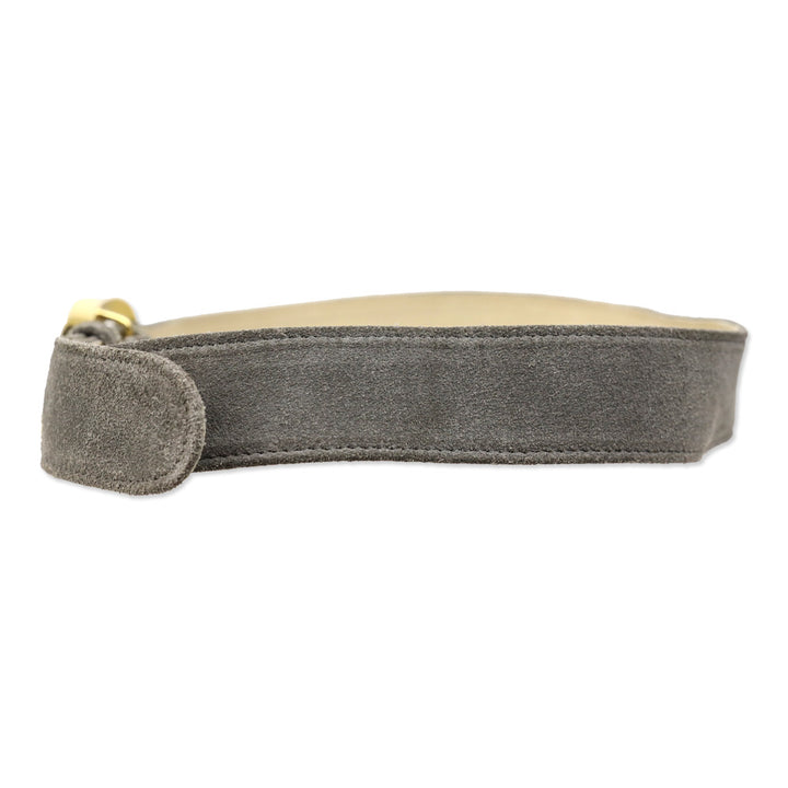 Gucci Vintage Grey Suede Two-Tone GG Buckle Logo Belt