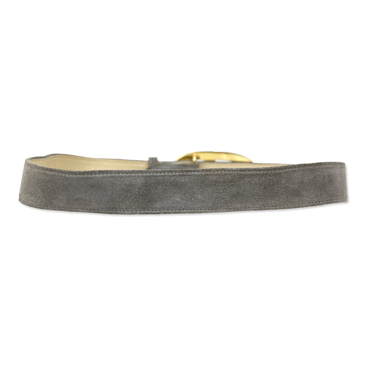 Gucci Vintage Grey Suede Two-Tone GG Buckle Logo Belt