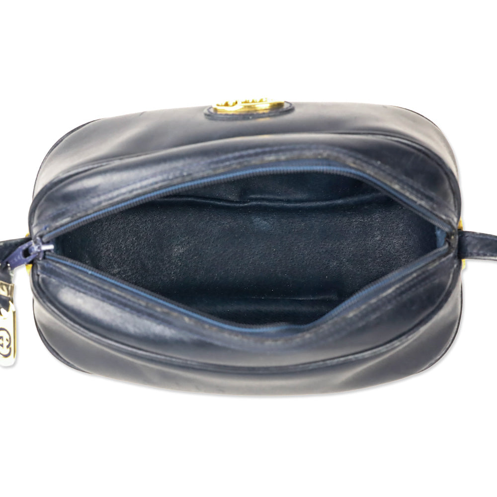 Gucci Vintage Navy Leather Crossbody Bag