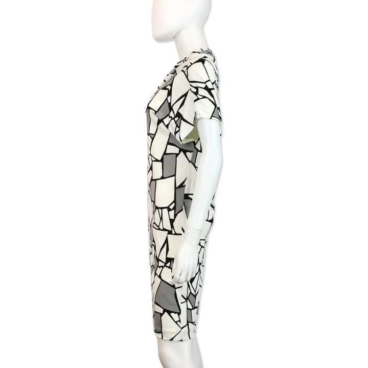Gucci White Abstract Geometric Print Jersey Midi Dress